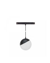 Lámpara colgante LED tipo globo para riel, 5W CCT 48V Ø100 mm, color negro.