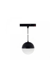 Lámpara colgante LED tipo globo para riel, 10W K2700 48V Ø90 mm, color negro.