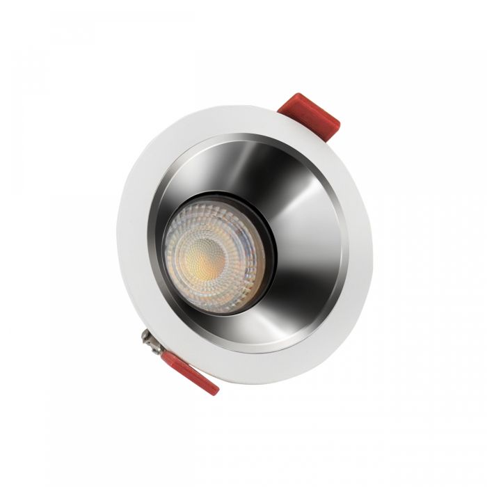 Foco empotrable GU10 antideslumbrante Ø85 mm – Blanco – Reflector plateado – Orientable