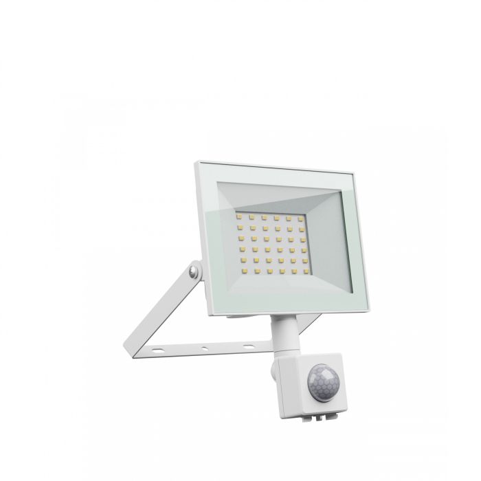 Lámpara LED de construcción de 30 W y 83 lm/W – blanco – con sensor de movimiento
