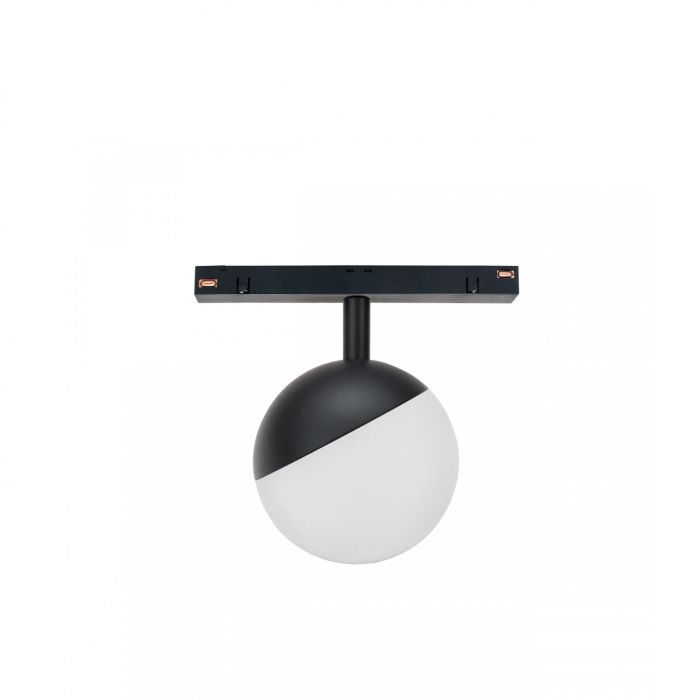 Luminaria LED tipo globo para carril, 5W CCT 48V Ø100 mm, regulable, color negro.