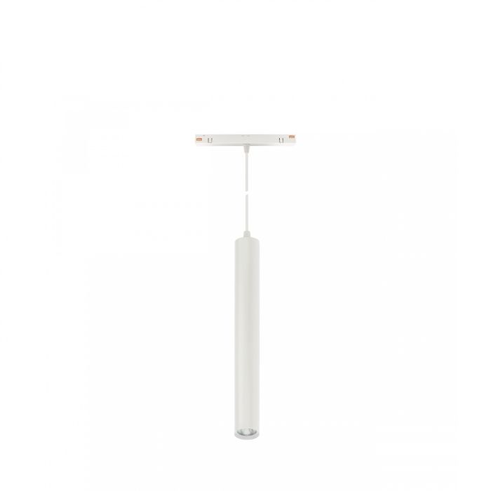 Lámpara colgante LED para riel, 12W CCT, 48V, Ø40 mm, regulable, color blanco.