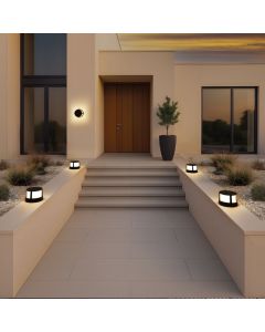 Lámpara de pared LED redonda para exteriores, 10 W, temperatura de color controlada (CCT), IP65, blanca.