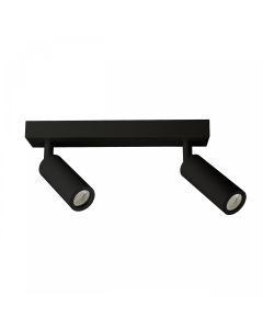 Foco de superficie MR11 2 cabezales – negro – orientable – IP20 – 260×54×160 mm – sin bombilla