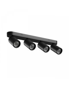 Foco de superficie GU10 4 cabezales – negro – IP20 – 480×70×135 mm – sin bombilla
