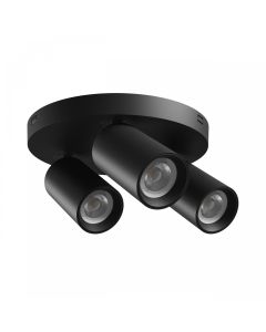 Foco de superficie GU10 3 cabezales – redondo – negro – IP20 – 220×134 mm – sin bombilla