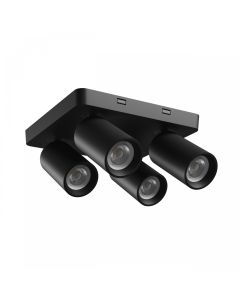 Foco de superficie GU10 4 cabezales – cuadrado – negro – IP20 – 220×220×134 mm – sin bombilla
