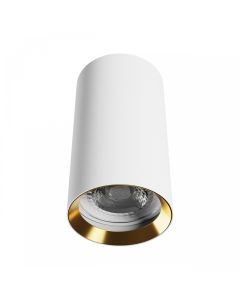 Foco de superficie GU10 – redondo – blanco/dorado – IP20 – 55×100 mm – sin bombilla