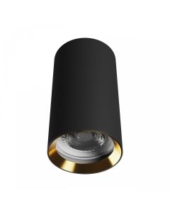 Foco de superficie GU10 – redondo – negro/dorado – IP20 – 55×100 mm – sin bombilla