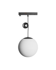 Lámpara colgante LED tipo globo para riel estrecho 7W K3000 48V Ø100 mm Negra