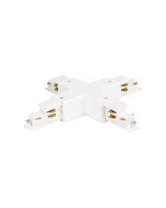Conector de riel trifásico en cruz, color blanco – DALI