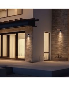 Lámpara de pared LED cuadrada para exteriores, 18 W, CCT, IP54, color negro.