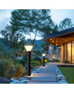 Iluminación LED para jardín de 6W – negro – 210×765 mm