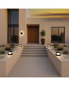 Aplique LED cuadrado de exterior 10 W CCT IP65 – negro