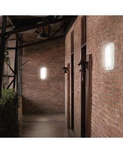 Lámpara de techo LED ovalada 10 W CCT IP54 IK10 205×105 mm – blanco