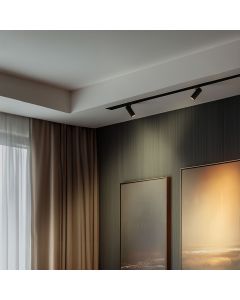 Foco trifásico para riel GU10 negro – 65×160×232 mm