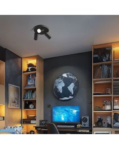 Foco de superficie GU10 3 cabezales – redondo – negro – IP20 – 220×134 mm – sin bombilla