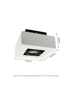 Foco de superficie GU10 – cuadrado – blanco/negro – orientable – IP20 – 145×145×85 mm – sin bombilla