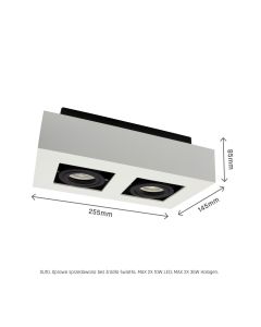 Foco de superficie GU10 2 cabezales – rectangular – blanco/negro – orientable – IP20 – 255×145×85 mm – sin bombilla