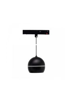 Lámpara colgante LED tipo globo con anillo para riel 10W K3000 48V Ø90 mm Negra
