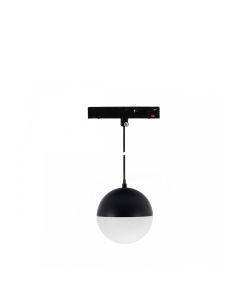 Lámpara colgante LED tipo globo para riel, 10W K2700 48V Ø90 mm, color negro.