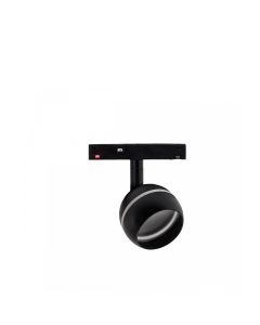 Luminaria LED tipo globo con anillo para carril 10W K2700 48V Ø90 mm Negra