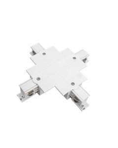 Conector de riel trifásico en cruz, color blanco