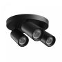 Foco de superficie GU10 3 cabezales – redondo – negro – IP20 – 220×134 mm – sin bombilla