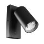 Aplique de pared GU10 – redondo – negro – con interruptor – IP20 – 55×100 mm – sin bombilla