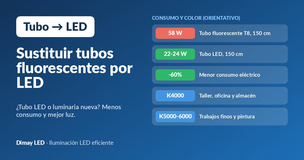 Sustituir tubos fluorescentes por LED: ¿tubo LED o luminaria nueva?
